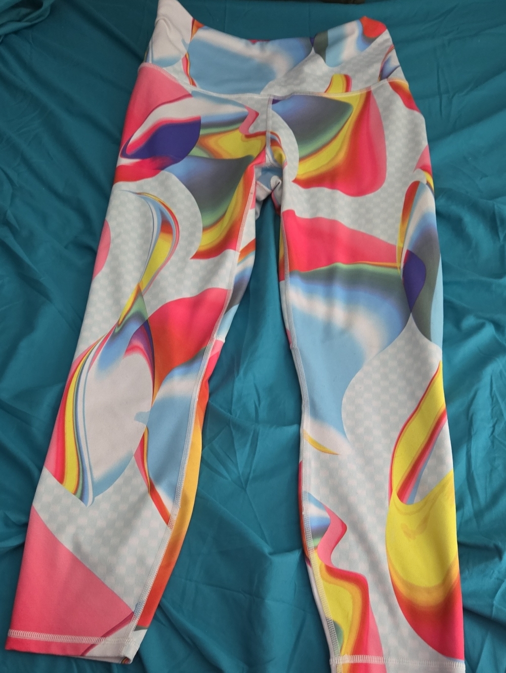 Fabletics Multicolor Abstract Leggings - Pink, Blue, Yellow, Purple, White